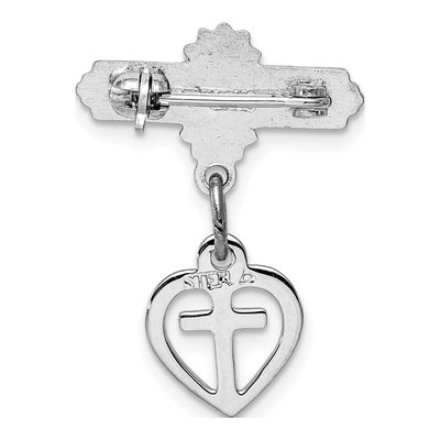 Sterling Silver Platinum-Plated Cross Dangle Pin – view 5