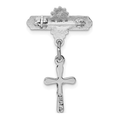 Sterling Silver Platinum-Plated Crucifix Pin Brooch – view 4