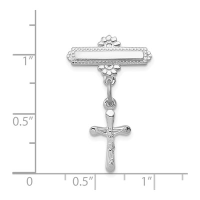 Sterling Silver Platinum-Plated Crucifix Pin Brooch – view 5