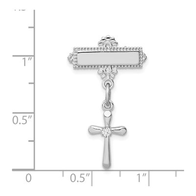 Sterling Silver CZ Cross Dangle Pin Brooch – view 4