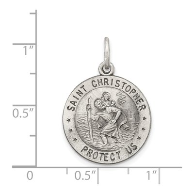 Sterling Silver Antiqued St Christopher Medal Pendant – view 5