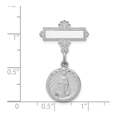 Sterling Silver Miraculous Medal Dangle Pin Brooch – view 4