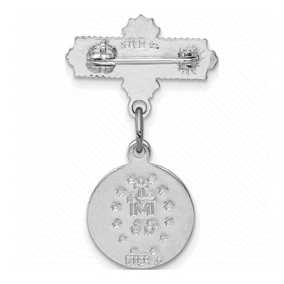Sterling Silver Miraculous Medal Dangle Pin Brooch – view 5