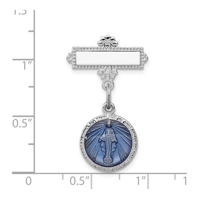 Sterling Silver Platinum-Plated Miraculous Medal Pin – view 4
