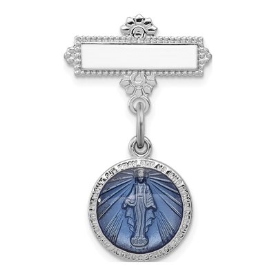 Sterling Silver Platinum-Plated Miraculous Medal Pin