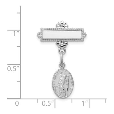 Sterling Silver Saint Christopher Medal Pin – view 4