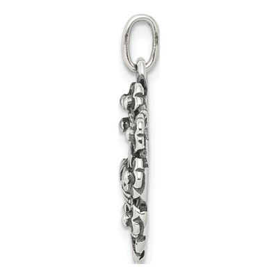 Sterling Silver Antiqued Cross Crown Charm – view 3