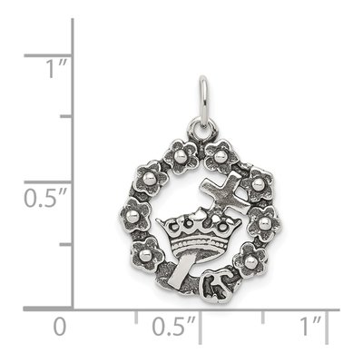 Sterling Silver Antiqued Cross Crown Charm – view 4