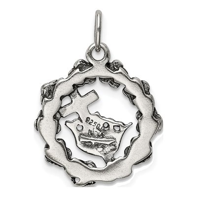 Sterling Silver Antiqued Cross Crown Charm – view 5