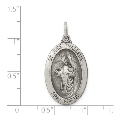Sterling Silver Antiqued Saint Jude Thaddeus Medal Pendant – view 4