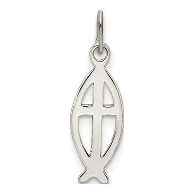 Sterling Silver Ichthus Fish Cross Charm – view 5