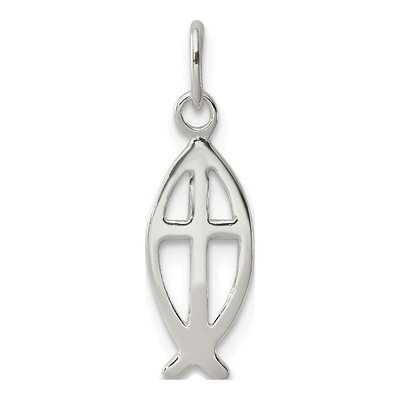 Sterling Silver Ichthus Fish Cross Charm