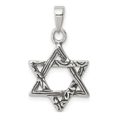 Sterling Silver Antiqued Star of David Charm