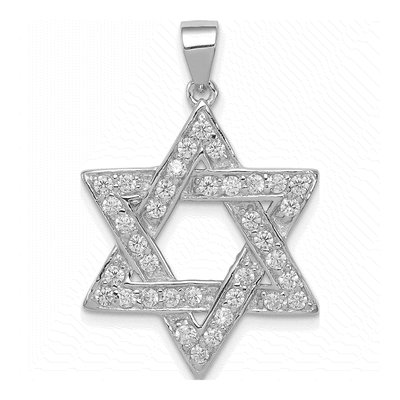 Sterling Silver CZ Star of David Pendant