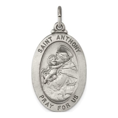 Sterling Silver Antiqued Saint Anthony Medal Pendant
