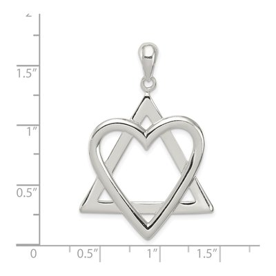 Sterling Silver Star of David Heart Pendant – view 4