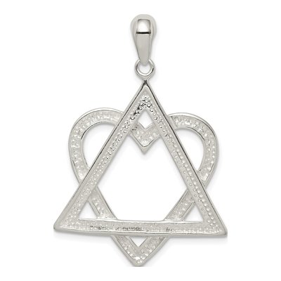 Sterling Silver Star of David Heart Pendant – view 5