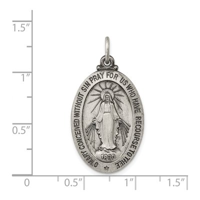 Sterling Silver Antiqued Miraculous Medal Pendant – view 4