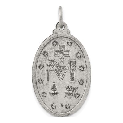 Sterling Silver Antiqued Miraculous Medal Pendant – view 5