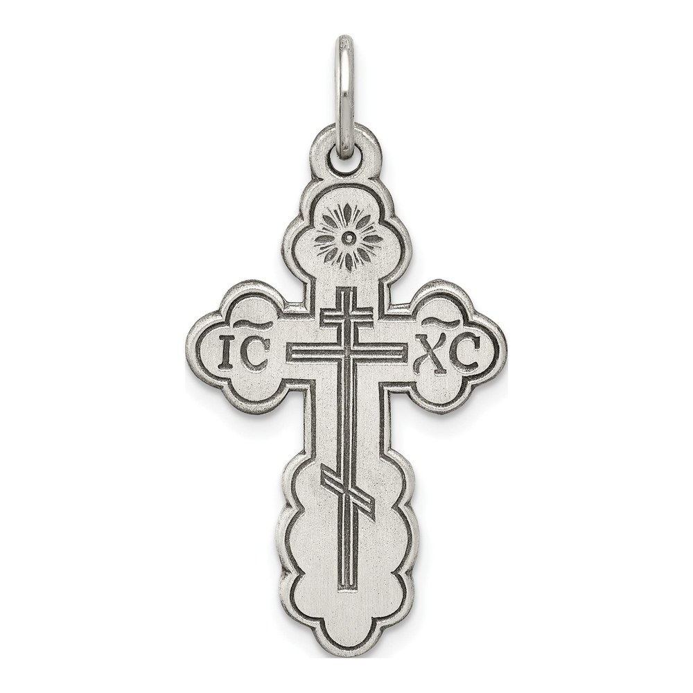 Sterling Silver Antiqued Eastern Orthodox Cross Charm