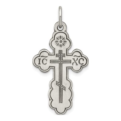 Sterling Silver Antiqued Eastern Orthodox Cross Charm