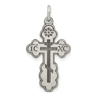 Sterling Silver Antiqued Orthodox Cross Charm