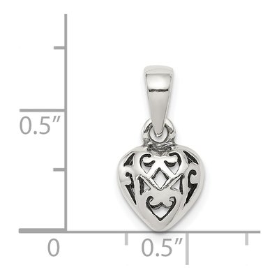 Sterling Silver Antique Puff Heart Charm – view 4