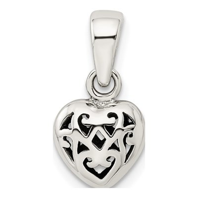 Sterling Silver Antique Puff Heart Charm – view 5