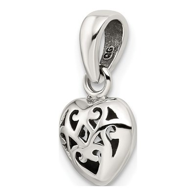 Sterling Silver Antique Puff Heart Charm – view 6