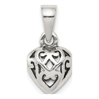 Sterling Silver Antique Puff Heart Charm