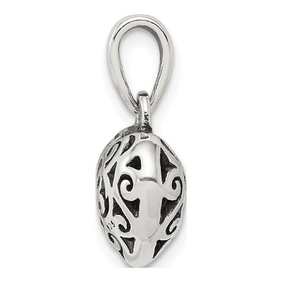 Sterling Silver Antique Filigree Puff Heart Pendant – view 3