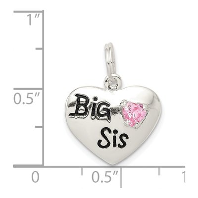 Sterling Silver CZ 'big Sis' Heart Pendant – view 5