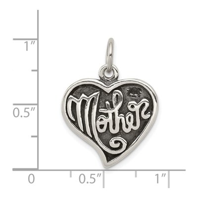 Sterling Silver Antique Mother Heart Charm – view 3