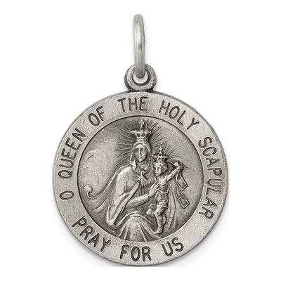 Sterling Silver Antiqued Scapular Medal Pendant