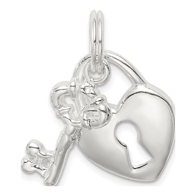Sterling Silver Heart Key Pendant