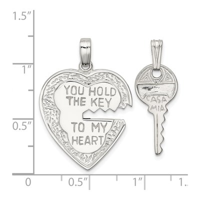 Sterling Silver Heart Key Set Charm – view 4
