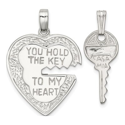 Sterling Silver Heart Key Set Charm