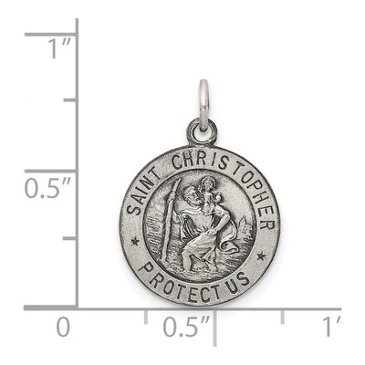Sterling Silver Antiqued St Christopher Medal Pendant – view 4