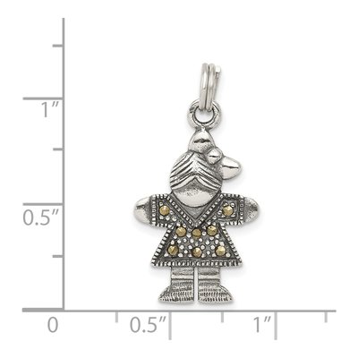 Sterling Silver Marcasite Antiqued Girl Charm – view 4