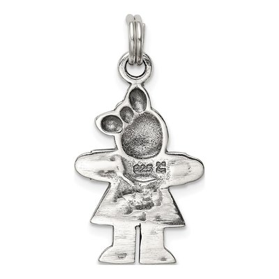 Sterling Silver Marcasite Antiqued Girl Charm – view 5