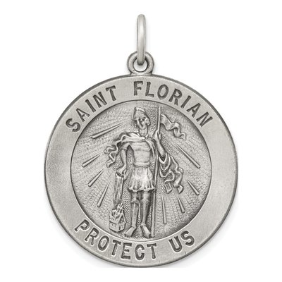 Sterling Silver Saint Florian Medal Pendant