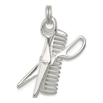 Sterling Silver Comb Scissor Pendant