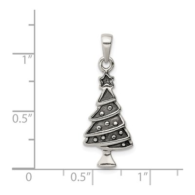Sterling Silver Antiqued Christmas Tree Pendant – view 4