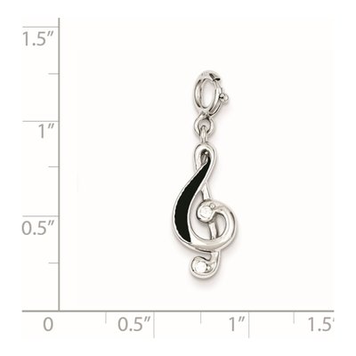 Sterling Silver Red Enamel Treble Clef Charm – view 2