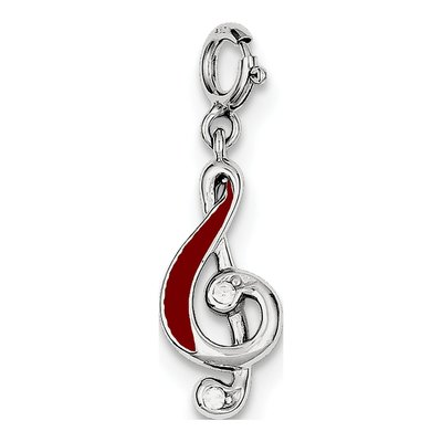 Sterling Silver Red Enamel Treble Clef Charm