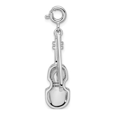 Sterling Silver Crystal Violin Charm – view 4