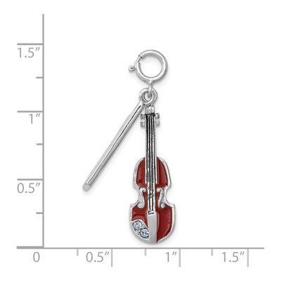 Sterling Silver Crystal Violin Charm – view 5