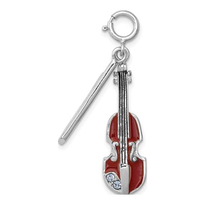 Sterling Silver Crystal Violin Charm