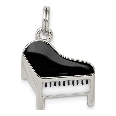 Sterling Silver Enamel Piano Charm