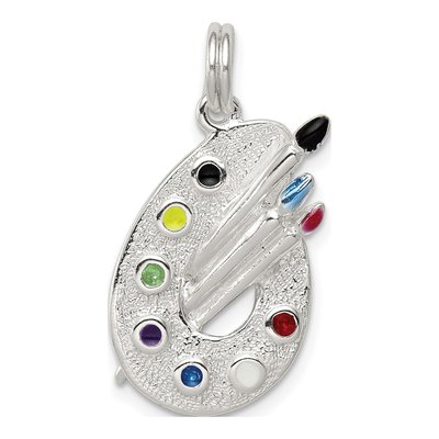 Sterling Silver Enameled Painting Palette Charm